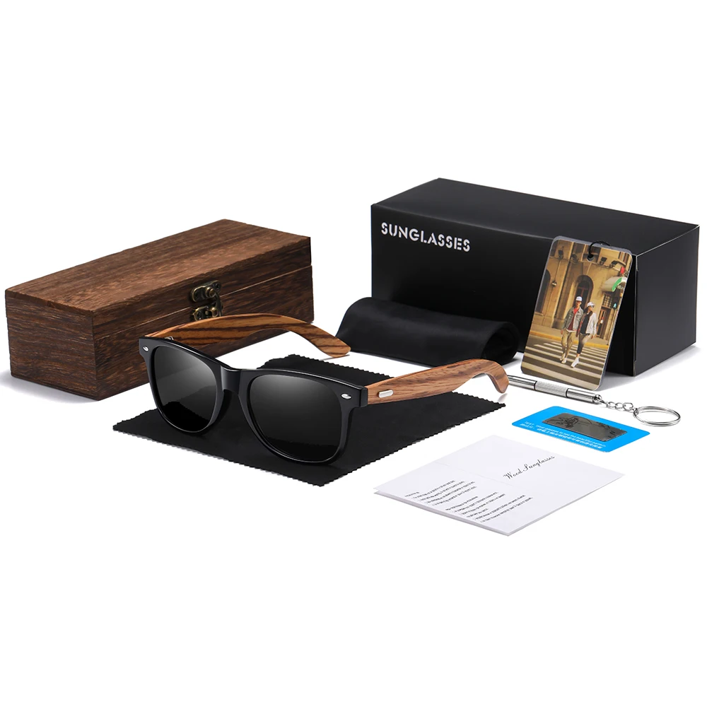 GM Brand 2021 Fashion 100%Handmade Natural Wooden Men Sunglasses Polarized Sun Glasses Women UV400 With Wooden Box