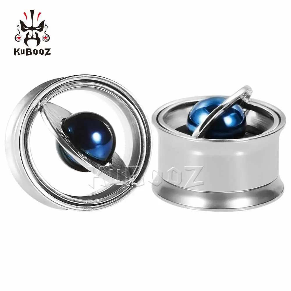 KUBOOZ Screw Ear Plugs Tunnels Stainless Steel Expander Flesh Gauges Studs Earrings Fashion Planet Piercing Body Jewelry Gift