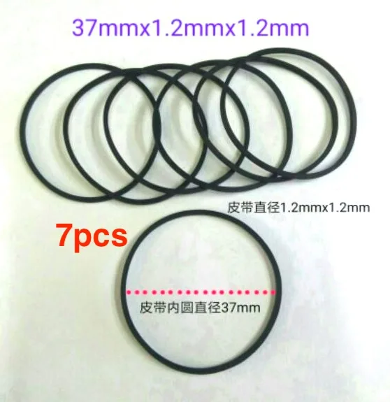 

7pcs 37mmx1.2mmx1.2mm rubber belt for cassette deck recorder tape stereo audio player