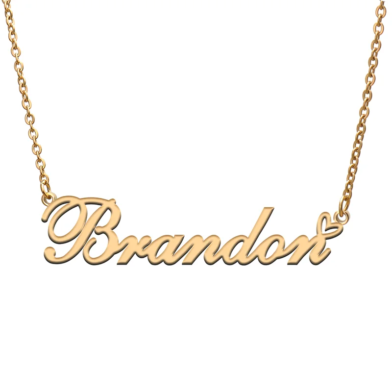 

Brandon Name Tag Necklace Personalized Pendant Jewelry Gifts for Mom Daughter Girl Friend Birthday Christmas Party Present