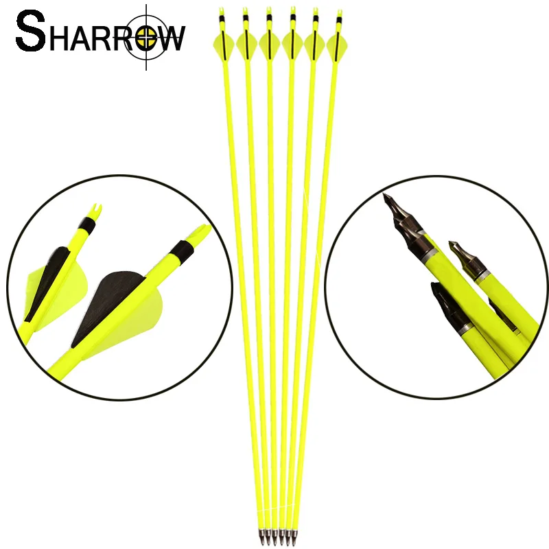 

15pcs Spine 500 Archery Mixed Carbon Arrow Length 80.5cm with Replaceable Arrowheads for Recurve/Compound Bow Shooting Hunting