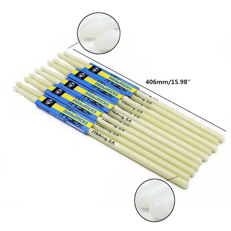 1pair 5A Luminous Drum Stick Drum Set Fluorescent Drumsticks Glow in The Dark XXUF