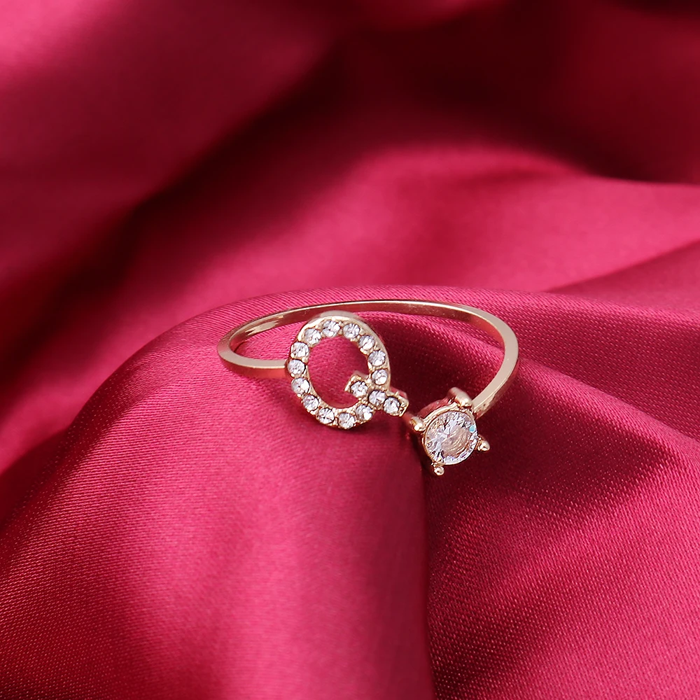 Modischer Initialen-Ring A-Z für Damen, Klassischer Gold- oder Silberfarbener Offener Fingerring für Partys, Schmuckgeschenk, Großhandel – Detail 9