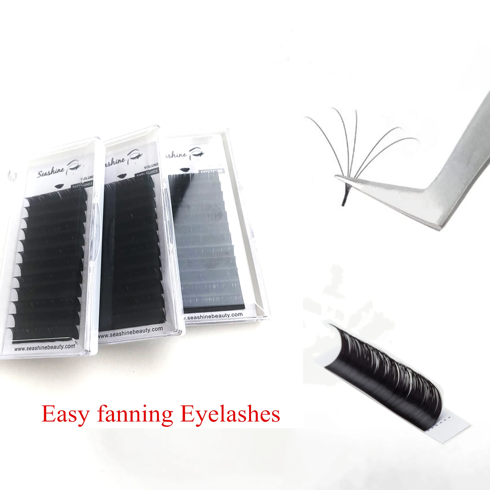 Seashine Easy Fanning 자동 팬 속눈썹 확장 자체 손으로 만들기 빠른 꽃 개화 Pre-bonded Lashes 메가 볼륨