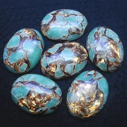 3PCS Synthetic Imperial Jasper Stone Cabochons Oval Shape 30X40MM With Golden Line For Women Jewelry Findings Making Parts