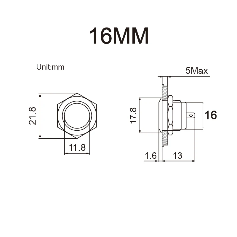 220V 24V 3-6V กันน้ำ Led Light Momentary สั้น Mini Push ปุ่มสวิทช์12/16/19/22/25/30มม.Pressure Switches