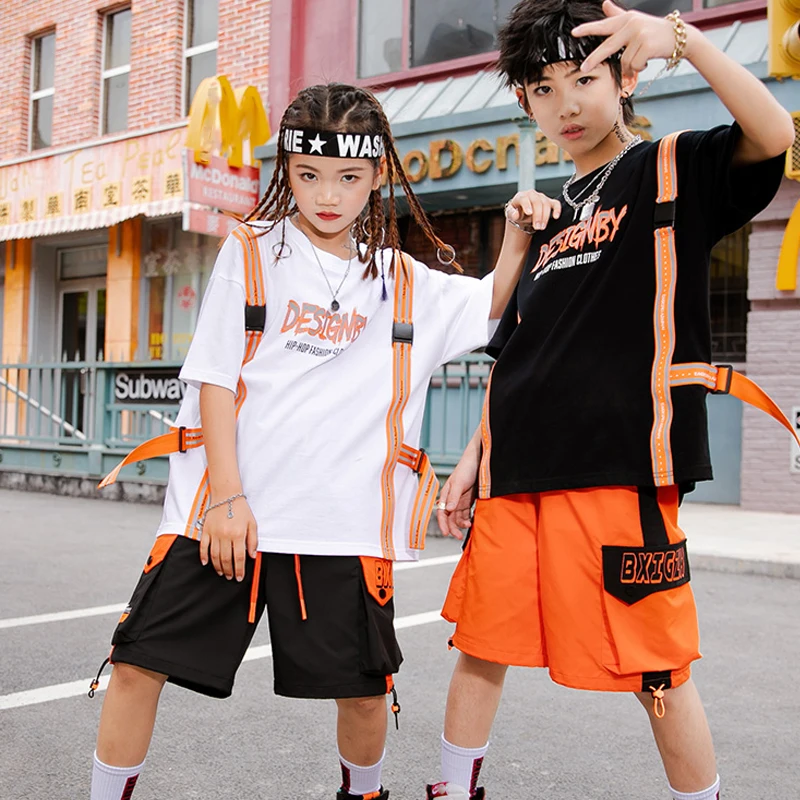 

2022 New Jazz Dance Costumes For Kids Summer Hip Hop Dance Clothing Girls Street Dance Wear Girls Prformance Costumes SL4851