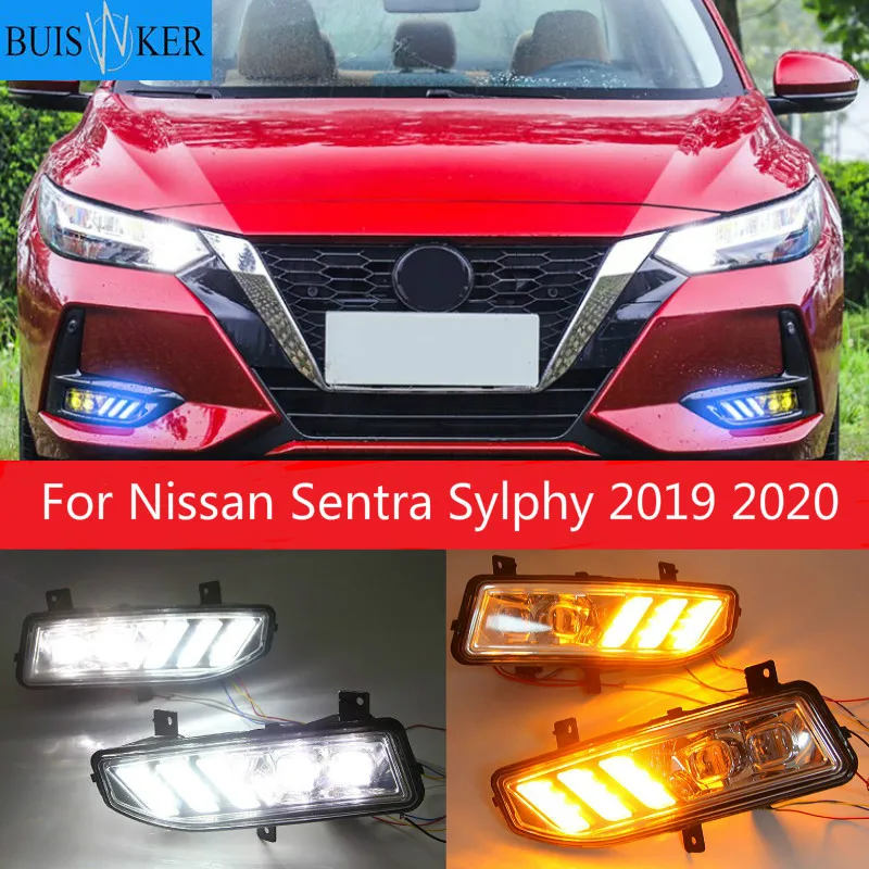 

2Pcs LED Daytime Running Light Car Accessories Waterproof 12V DRL Fog Lamp Decoration For Nissan Sentra Sylphy 2019 2020