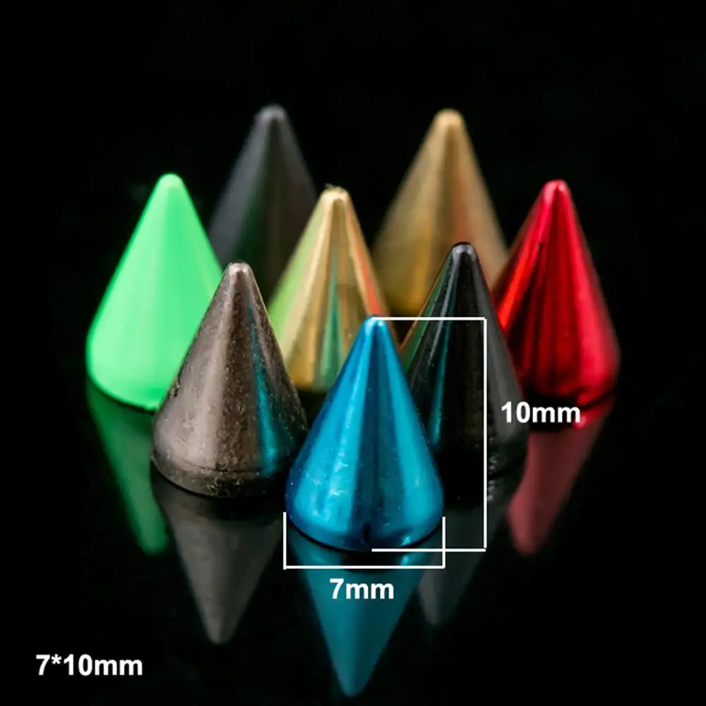 10pcs More Color Brass Bullet Cone Spike Punk Screwback Studs Bag Clothes Leather Craft Phone Case Diy Decor Accessories