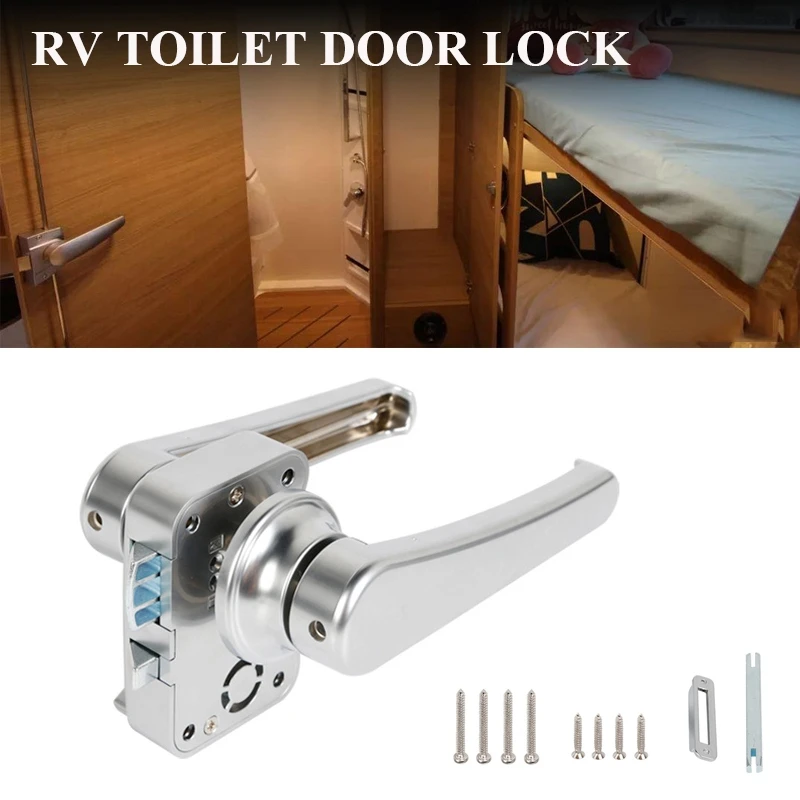 

RV Toilet Door Lock Bathroom Door Lock Caravan Boat Latch Handle Lock RV Accessories