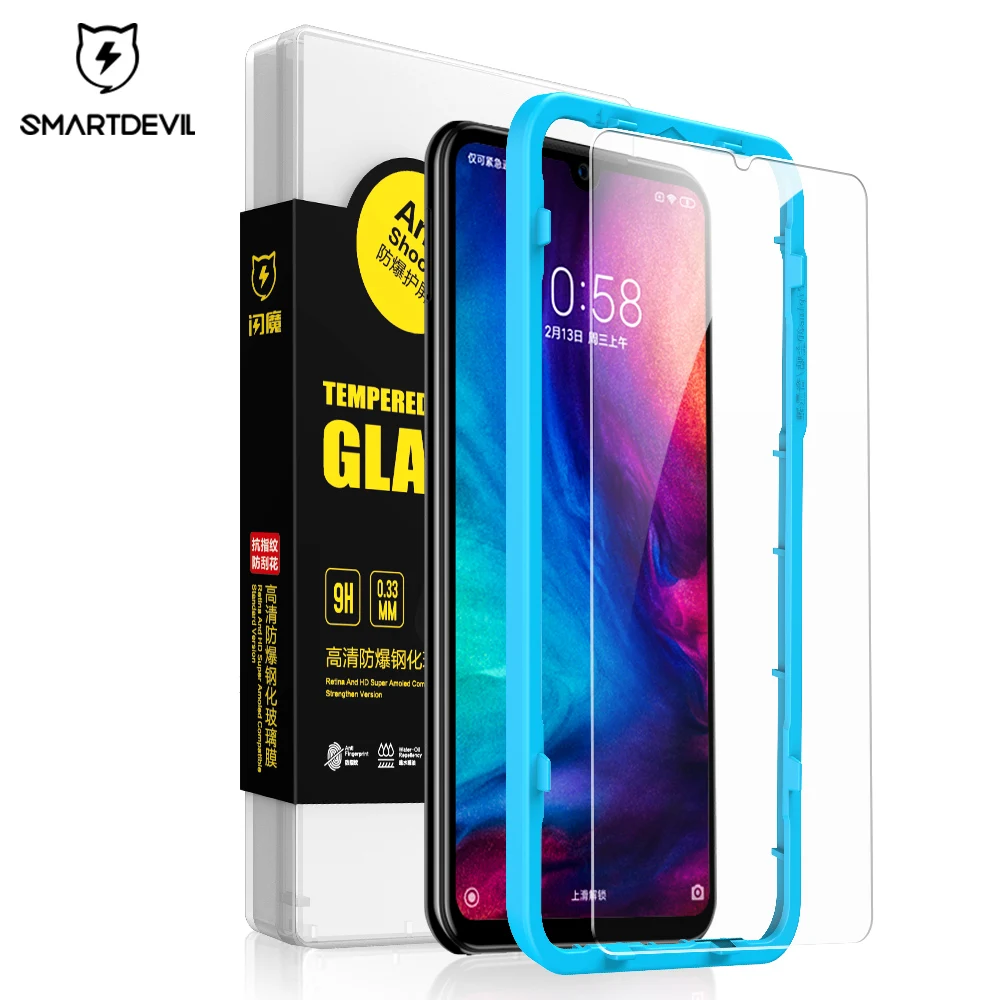 SmartDevil gehärtetes Glas für Redmi Note 9 8 Pro 7 Pro Displayschutzfolie für Redmi 9T 10X 2.5D gebogenes Anti-Blaulicht 2 Stück