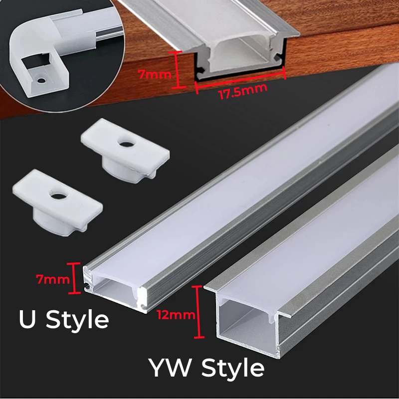 1-30 Stks/partij 0.5 M/stks U/Yw-Stijl Aluminium Profiel Verzonken Frameloos Kanaal Melkachtige Hoes Hoekkast Led Line Bar Strip Lights