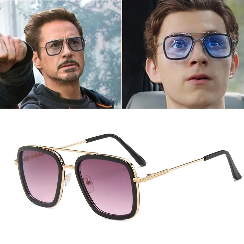 Fashion Steampunk Child Sunglasses Tony Stark Iron Man Sun Glasses Vintage Metal Eyewear Boy Steam Punk Sunglass UV400