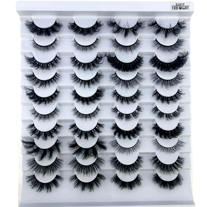 New 20 Pairs Fluffy Lashes Mix length 3D Mink Lashes Long Thick Natural False Eyelashes Wholesale Lashes Makeup Mink Eyelashes