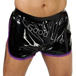 New Sexy Latex Men Boxer Rubber Male Short Underwear Panties Pants Underpants with Color Trim