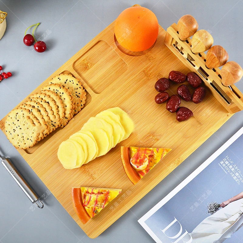 대나무 치즈 보드, 치즈 슬라이서, 포크, 국자 컷, 주방 요리 도구, 대나무 도마, 나무 치즈 보드