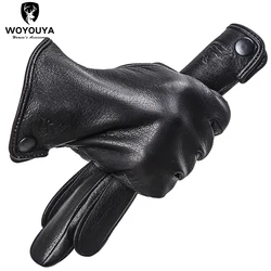 Перчатки мужские зимние из овечьей кожи, черные, теплые, gloves-8011N