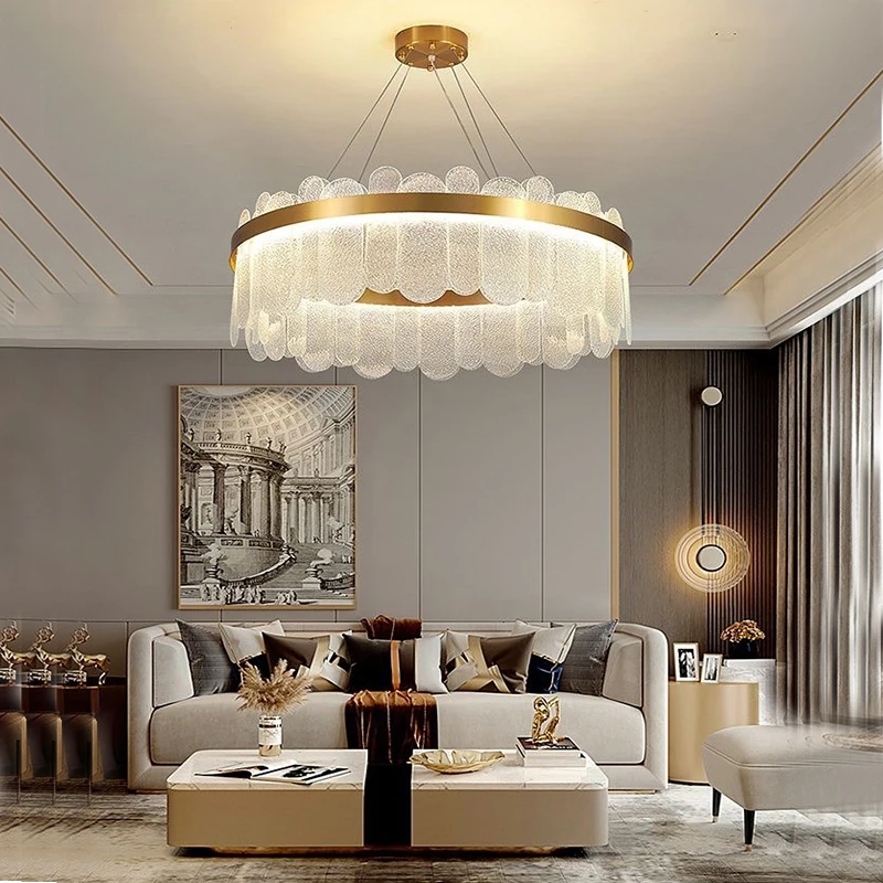 Nordic new living room bedroom crystal chandelier dining room office lighting fixture sling length adjustable threetone light G9