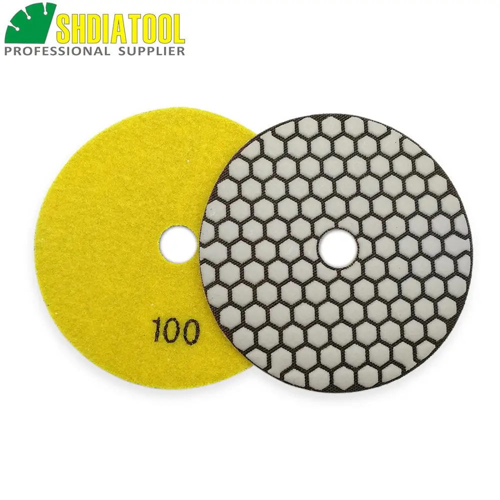 Shdiatool disco de polidor flexível, 7 peças de 5 "#100 lixas secas, diamante, resina cerâmica, granito, polimento