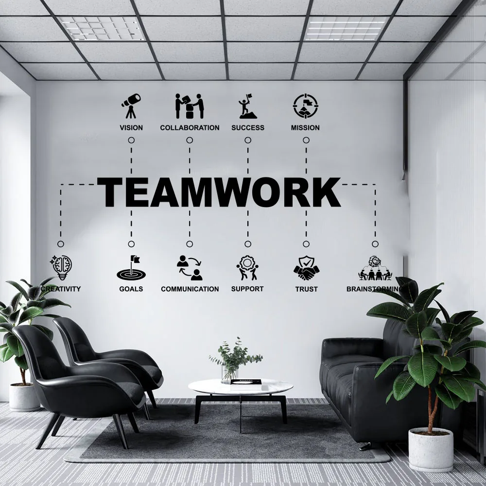 Large Teamwork Values Office Team Spirit Wall Decal Office Motivational Inspiring Corperation Quote Company Wall Sticker Vinyl