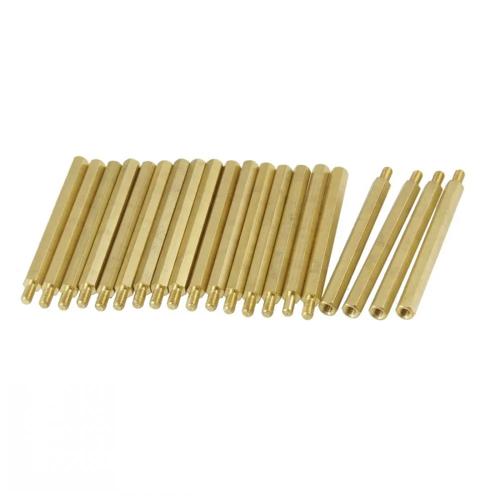 100PCS brass standoff M3x20+6 Male Female Brass Standoff Spacer Hexagonal Stud PCB Computer PC Motherboard Spacer L=20MM