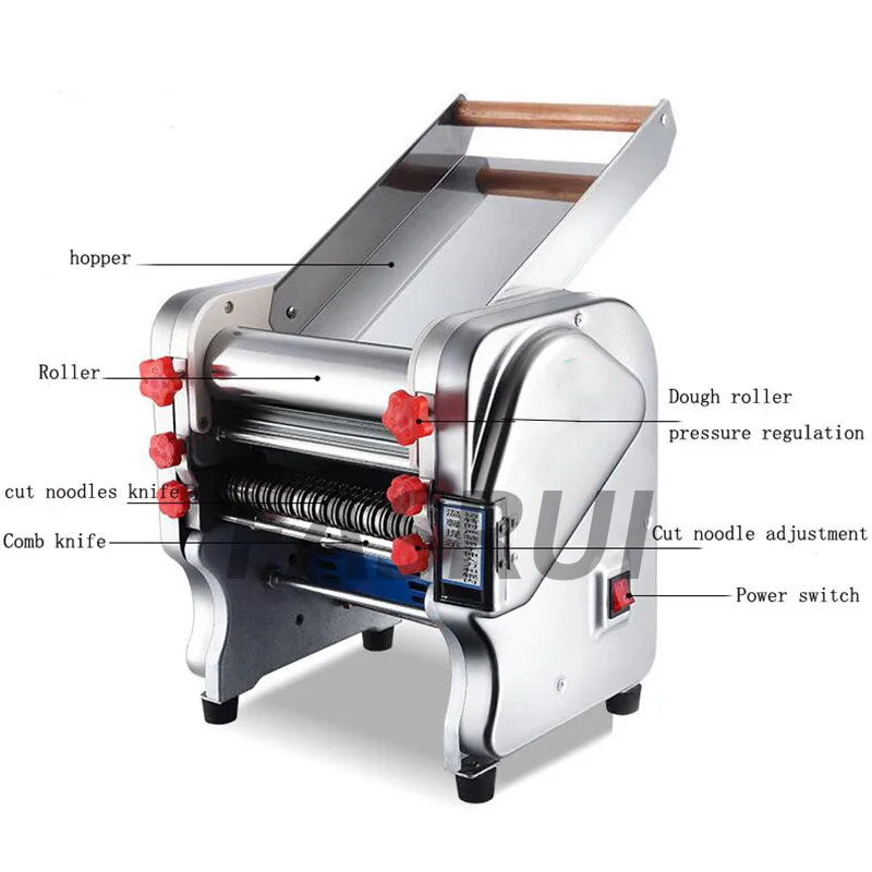 Electric Dough Roller Sheeter S.steel Noodle Dumpling Pasta Maker Making Machine with Changeable Roller And Blade