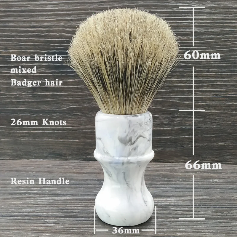 DS  26mm shaving brush with boar bristle mixed badger hair knot  and resin handle