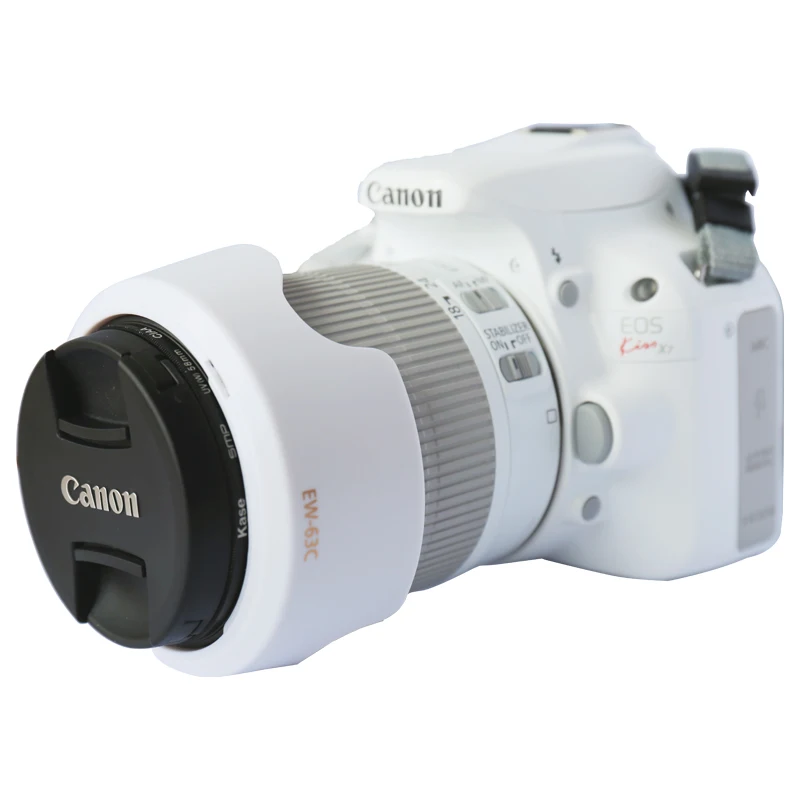 BIZOE-Capucha de lente de cámara Canon, accesorios de cámara bloqueados blancos, EW-63C, 18-55, STM, SLR, 800d /760d /750d /700d /200d /100d, 58mm