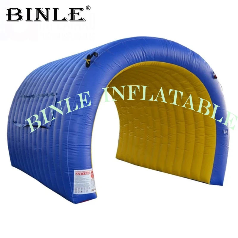 Portable run through blue inflatable tunnel tent single entrance channel for sports use