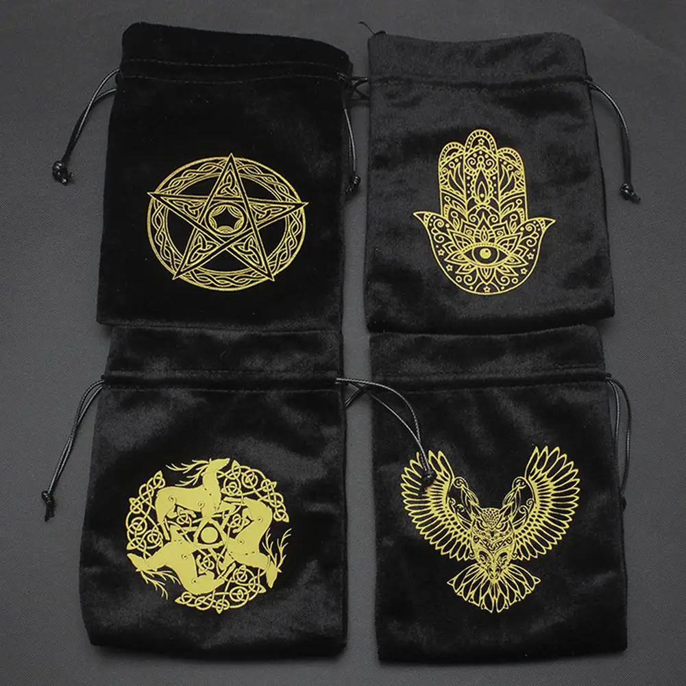 Star Moon Velvet Bag Board Game Tarot Oracle Cards Bag Witch Divination Crystal Storage Bag Jewelry Drawstring Package Multiple