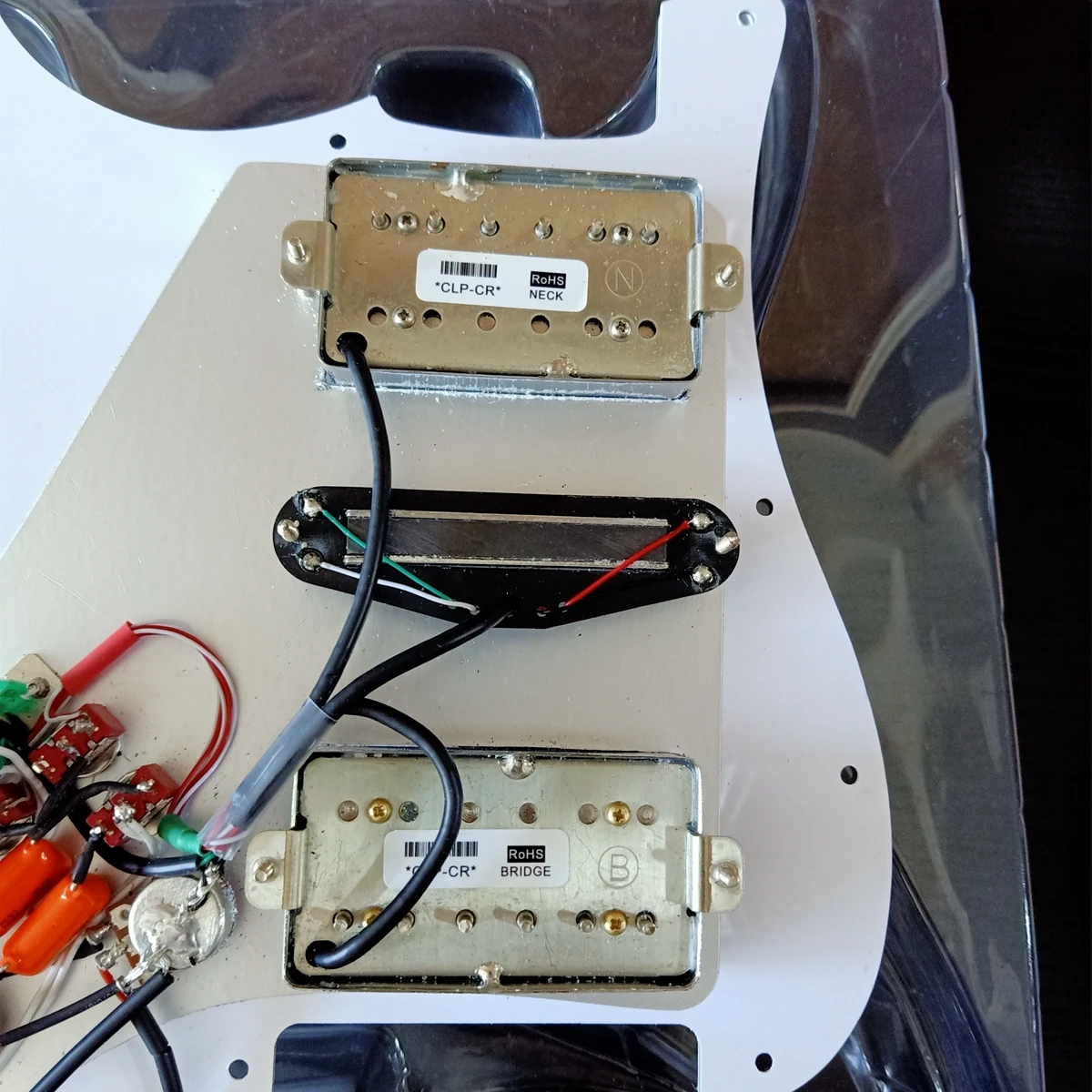 Upgraded HSH US Pickguard White Humbucker Alnico Pickups 7 Way Switch Multifunction Welding Harness 1 Set Guitar Parts