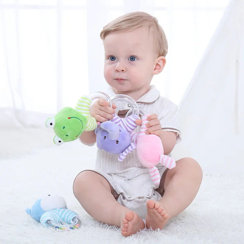 ASWJ Baby Rattles Toy Bunny Rattle Ring Bebe Teether Rodent Gym Mobile Rattles Newborn Educational Hand Bells Toys Newborn Gifts