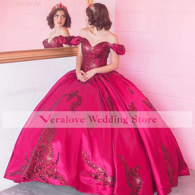 2021 ĐÍNH HẠT CƯỜM Quinceanera Đầm Lệch Vai Bầu Sweet 16 Đầm Vestidos De 15 Anos Đảng Đồ Bầu Kích Thước Tùy Chỉnh