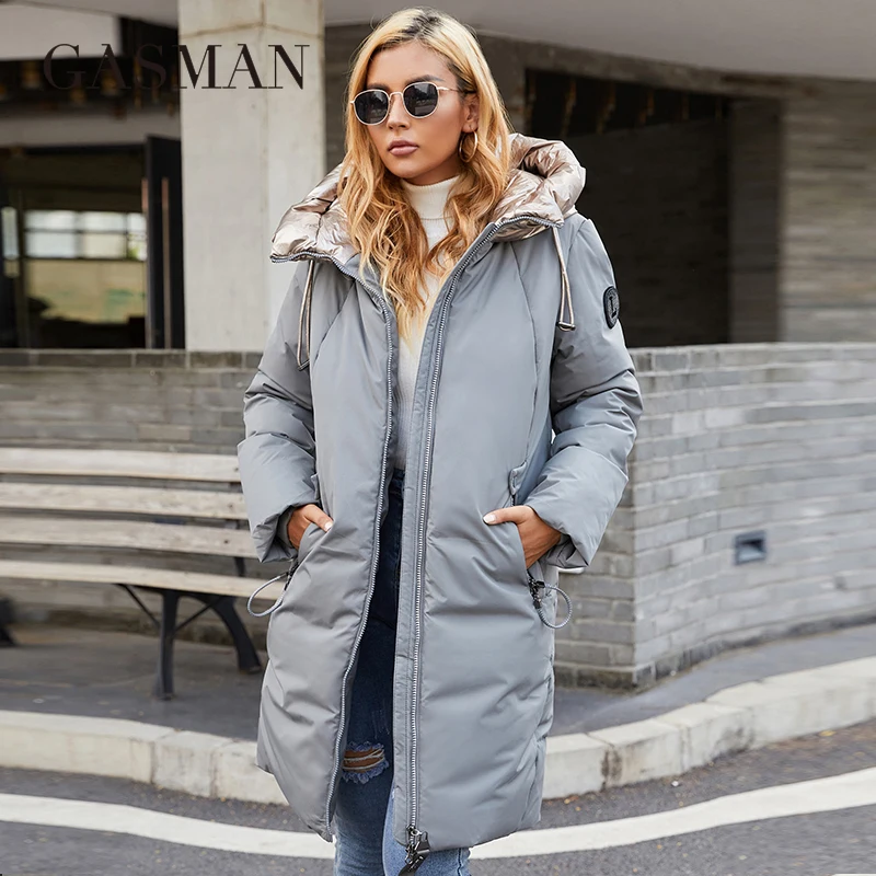 GASMAN 2022 Women\'s winter jacket Mid-length contrast color designer warm parka Fashion high quality windproof coat women 21113