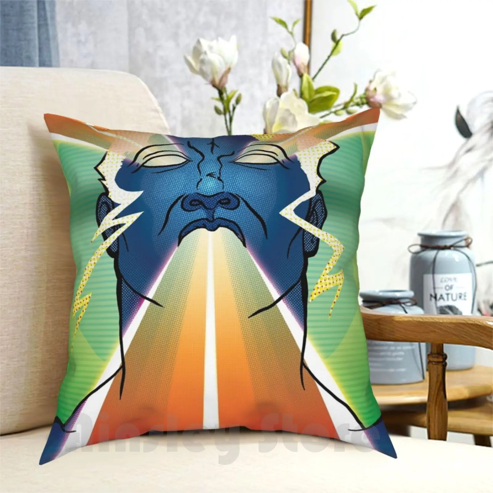 Lazer Face Pillow Case Printed Home Soft Throw Pillow Comics Man Laser Eyes Power Superhero Beam Force