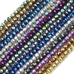 200pcs 3mm Football Faceted Shape Austrian Crystal Plated Color Round Loose Beads Jewelry Bracelet Accessories Making DIY