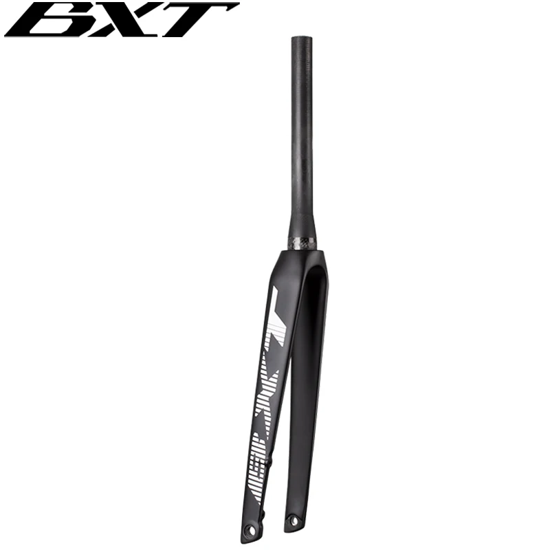 BXT 700C Carbon Road Fork, Thru Axle Internal Fork 100x12mm Disc Brake Bicycle Fork Fit Flat Mount