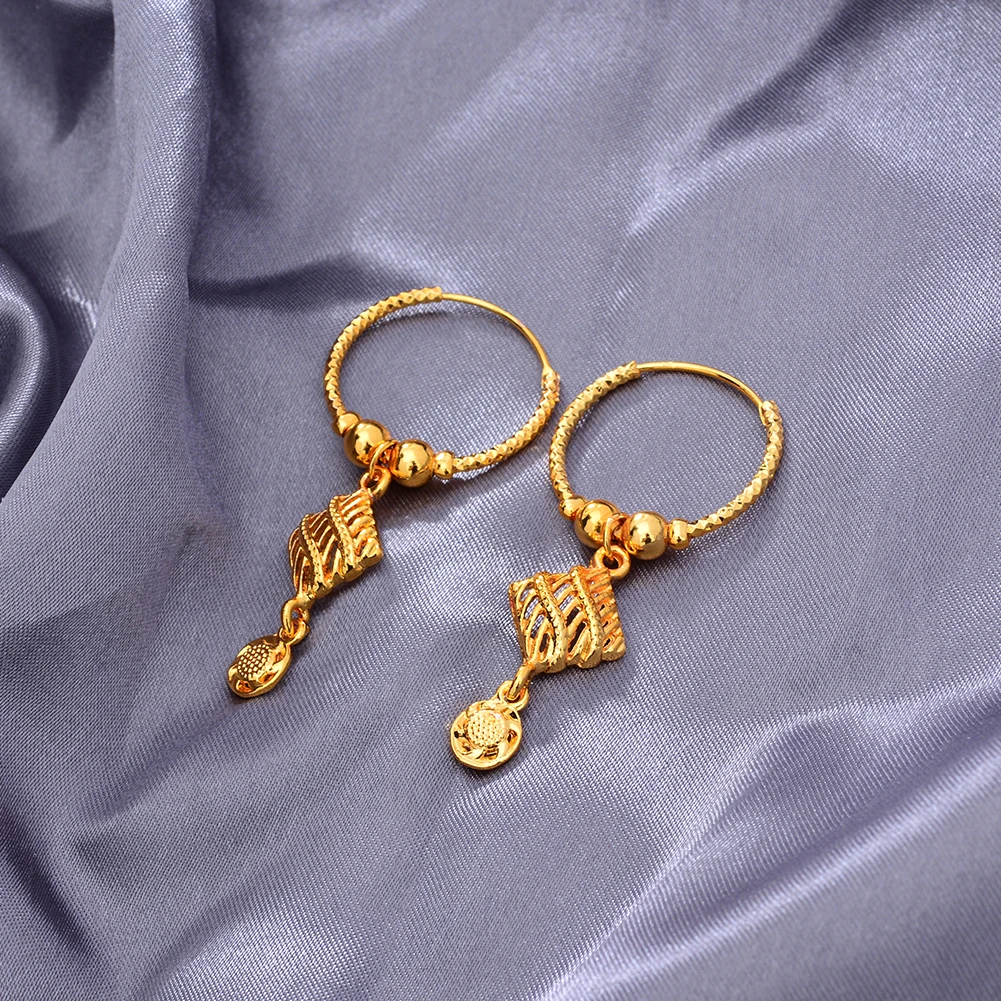 Ethiopia 24k Gold Color Earrings Dubai Earrings For Women Girls African Party Wedding Gifts Earrings Gift