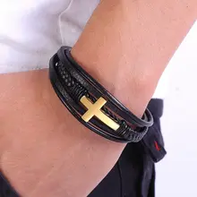 Men's Cross Style Leather Bracelet #2