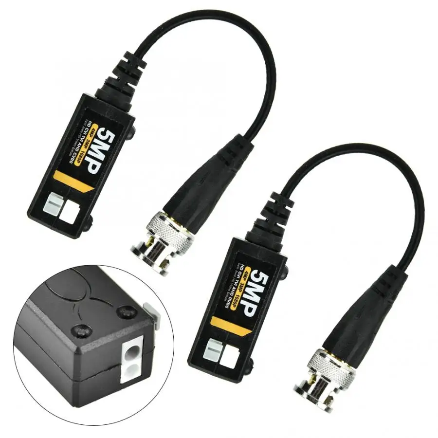 Balun vidéo passif 5MP, 1 canal, connecteur vidéo torsadé AHD TVI CVI, convertisseur UTP CAT5/5E pour caméra analogique HD 2MP 5MP, 5 paires