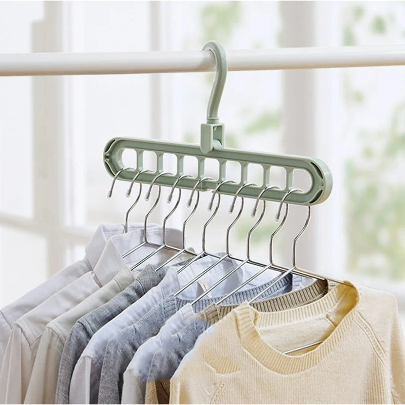 Convenient plastic indoor and outdoor hangers storage rack nine hole branch multi-purpose thick PP drying rack organizer-66777