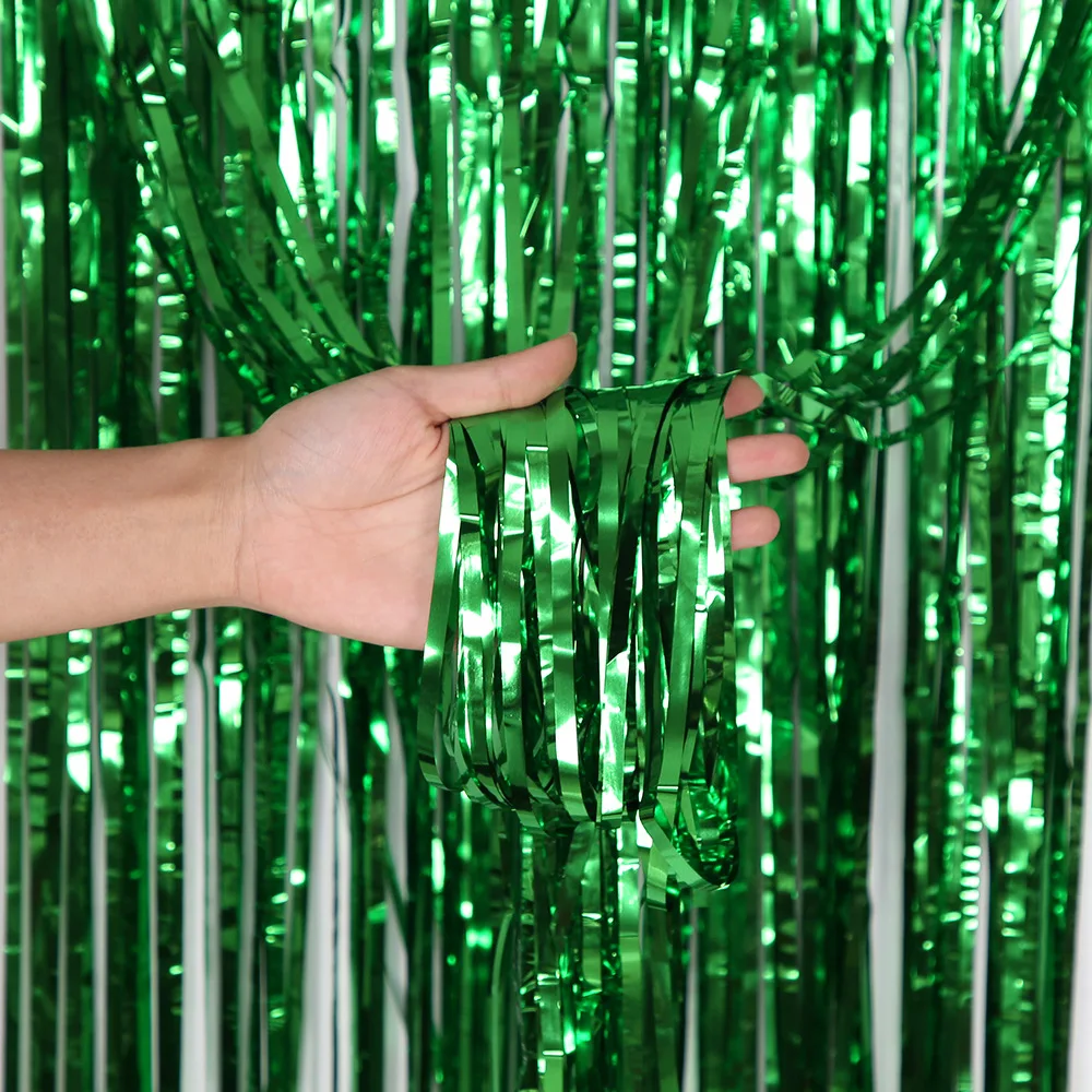 Green Foil Fringe Curtain,St Patrick\' Day Backdrop Decoration,Irish Festival Party Decorations