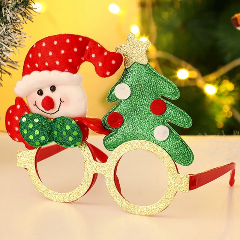 Christmas Glasses Photo Props Snowman Santa Claus Xmas Tree Elk Glasses Merry Christmas Gifts Kids Favor Joyeux Noel Decor DS29