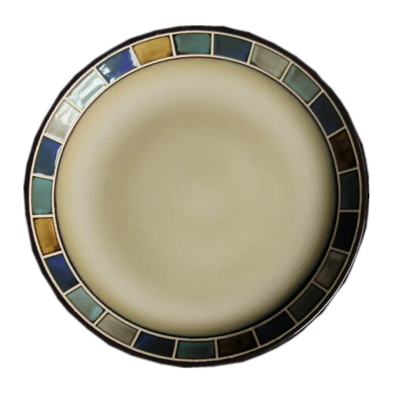 

Creative ceramic tableware American hand-painted kiln glaze western food plate snack steak bowl soup