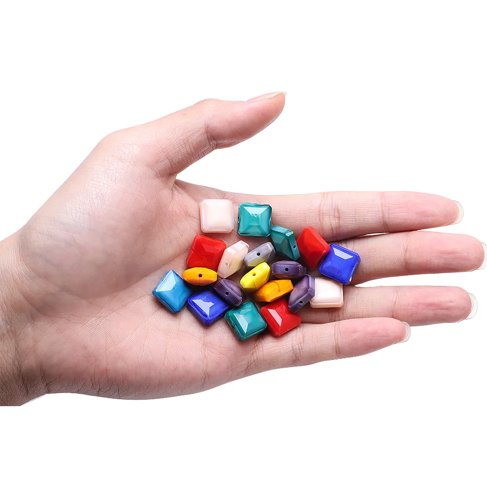 20Pcs/Lot Faceted Glass Square Beads 14mm Austrian Crystal Pendants For DIY Making Charms Bracelet Necklace Jewelry Accessories