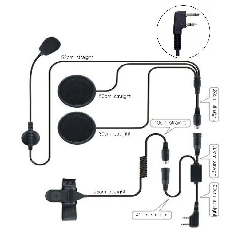 Falf kask z zestawem słuchawkowym 2 Pin PTT motocykl słuchawki dla Walkie Talkie Kenwood Baofeng UV-5R Puxing TYT Retevis RT24 Two Way Radio