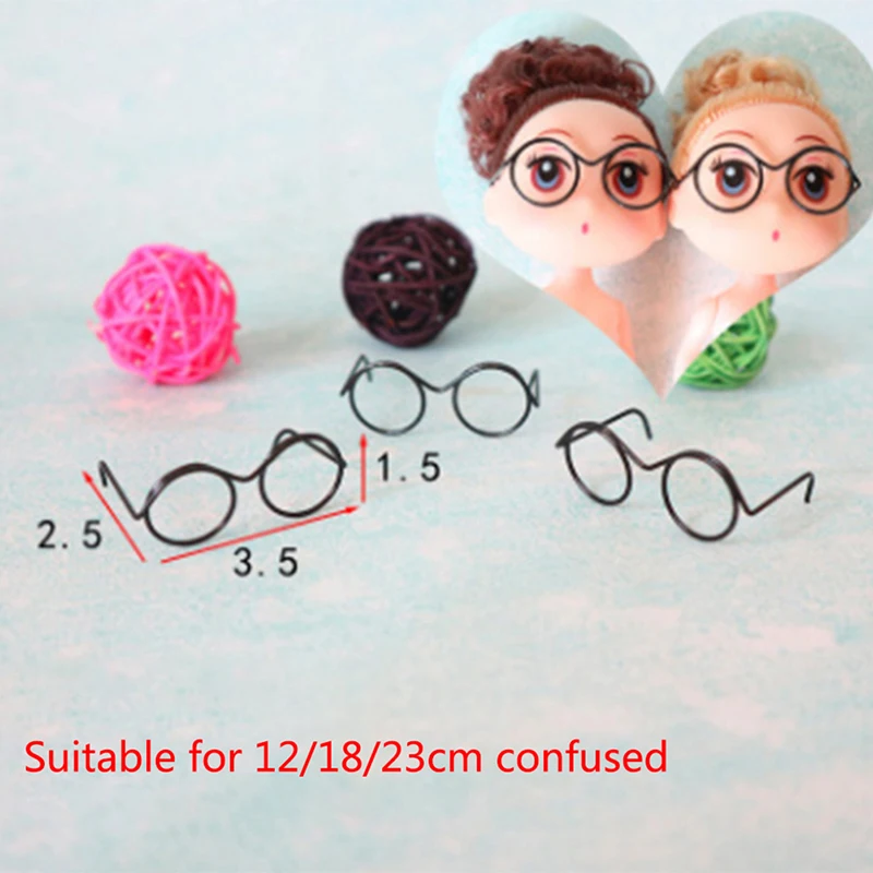 5PCS Great Collection Fashion Round Frame Lensless Retro Doll Glasses For Doll New