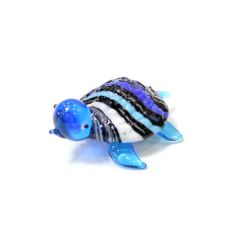 Custom Cute Glass Turtle Miniature Figurine Japan Style Cartoon Sea Animal Ornaments Aquarium Fish Tank Kawaii Decor Accessories