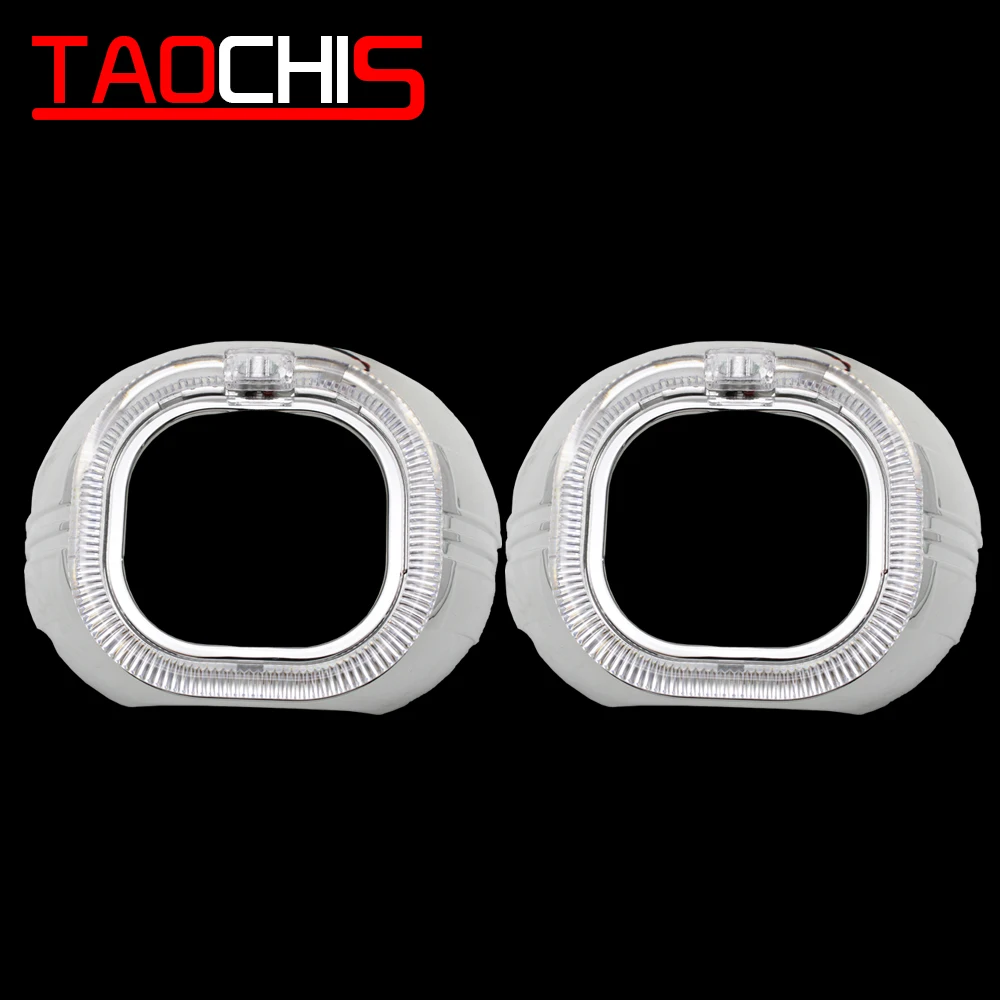 TAOCHIS YT131 3.0 Inches Bi Xenon Projector Lens Shroud LED DRL Car Headlights Angel Eyes White Red Blue Yellow Color