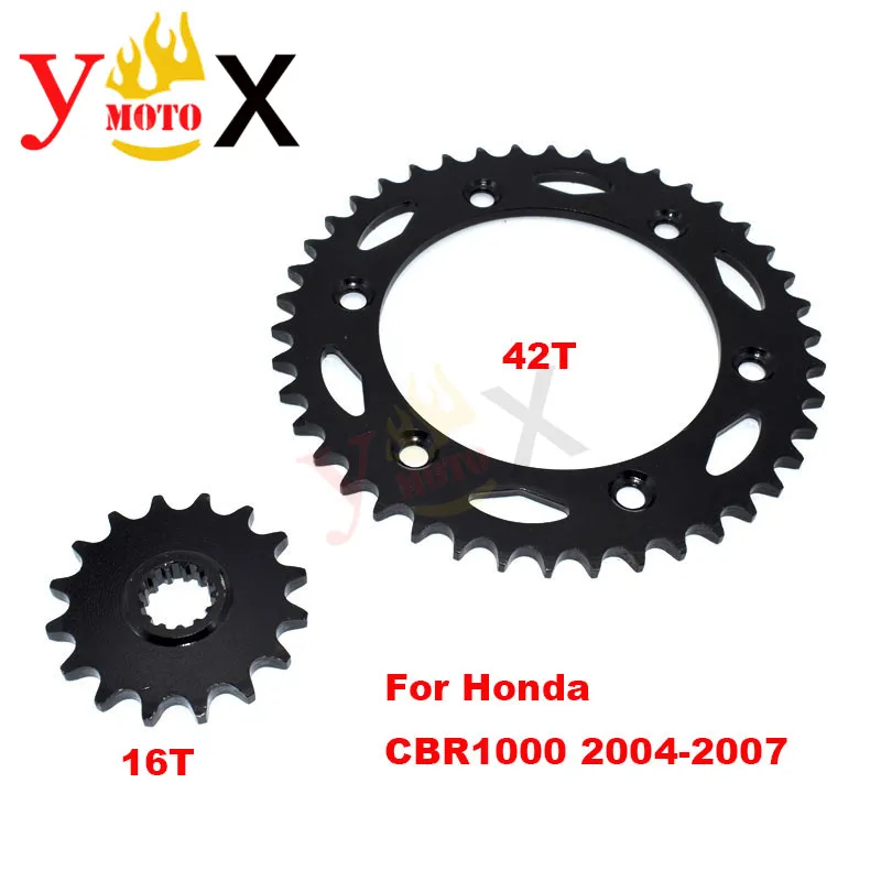 

CBR 1000 Motorcycle Front & Rear Set 16T 42T Chain Sprocket Gear Steel For Honda CBR1000RR CBR 1000RR CBR1000 2004-2007 05 2006